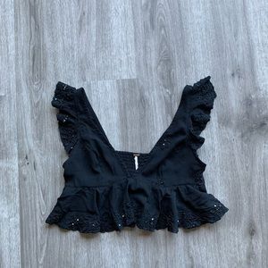 NWOT Free People Sequin Ruffle Crop Top